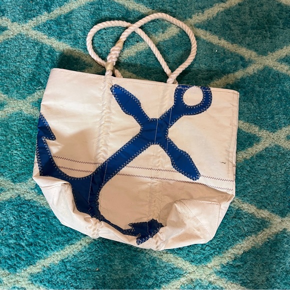 Sea Bag Blue Anchor Rope Handle medium Tote Bag - Picture 1 of 1
